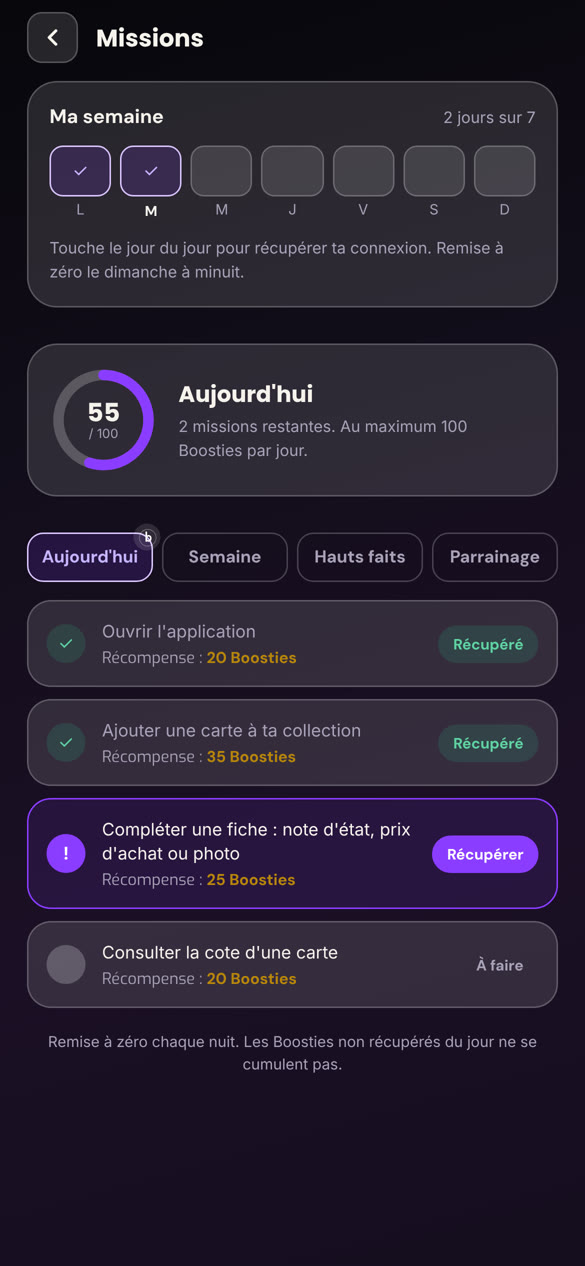 Capture de Boostz : les missions du jour et leurs boosties