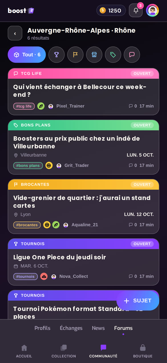 Capture de Boostz : les sujets du forum du Rhône, entre bons plans, brocantes et tournois